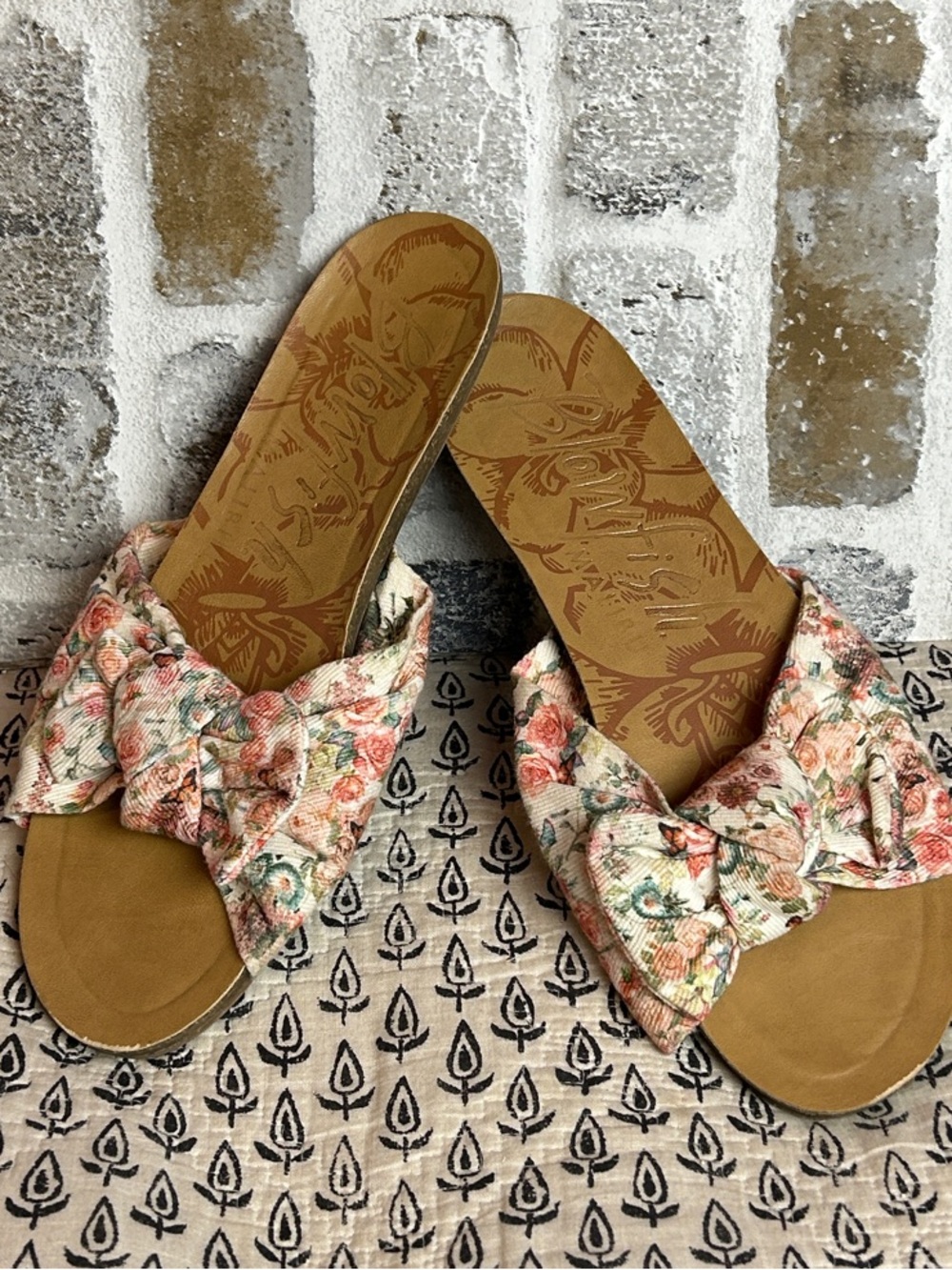 Blowfish Malibu Floral Knot Flat Slide Sandals in Multi-Color